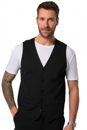 JP1880 New York Flexnamic Jersey gilet Zwart - Pakken - Grote Maten Kostuum Heren