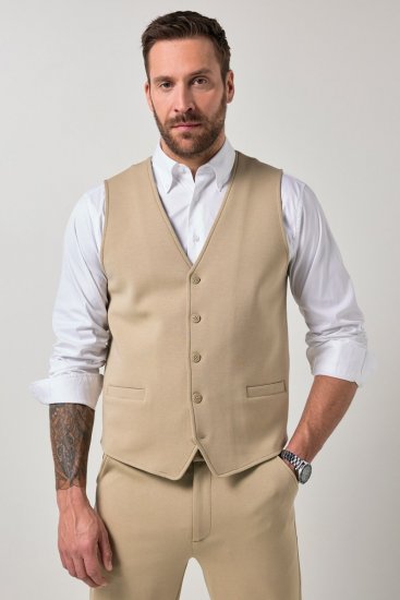 JP1880 New York Flexnamic Jersey gilet Beige - Pakken - Grote Maten Kostuum Heren