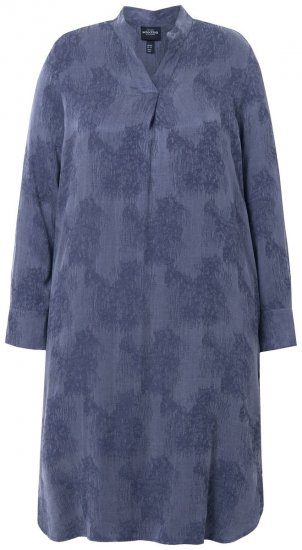 Ulla Popken 837069 Gebloemde jurk Donkerblauw - Midi jurken - Midi jurken in grote maten