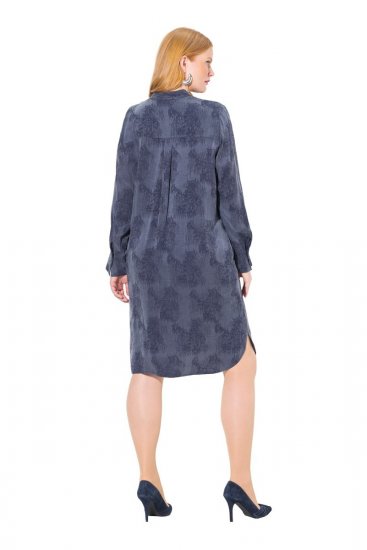 Ulla Popken 837069 Gebloemde jurk Donkerblauw - Midi jurken - Midi jurken in grote maten