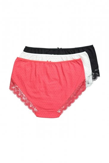 Ulla Popken 837080 Slips met hoge taille en kant 3-pack Roze - Slips - 