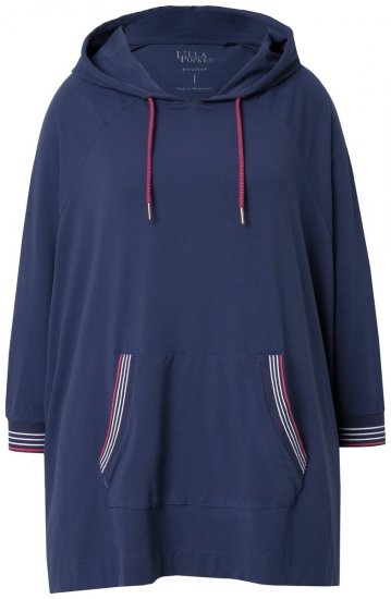 Ulla Popken 837190 Loungeponcho met capuchon Donkerpaars - Pyjama's en Loungewear - 