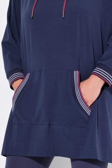 Ulla Popken 837190 Loungeponcho met capuchon Donkerpaars - Pyjama's en Loungewear - 