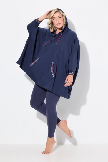 Ulla Popken 837190 Loungeponcho met capuchon Donkerpaars - Pyjama's en Loungewear - 