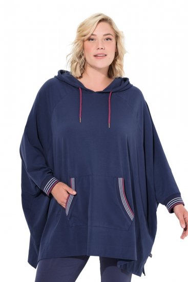 Ulla Popken 837190 Loungeponcho met capuchon Donkerpaars - Pyjama's en Loungewear - 