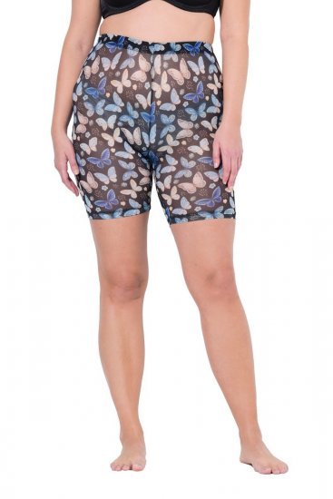 Ulla Popken 837676 Bedrukte anti-schuur shorts Zwart - Anti-schuur shorts - 