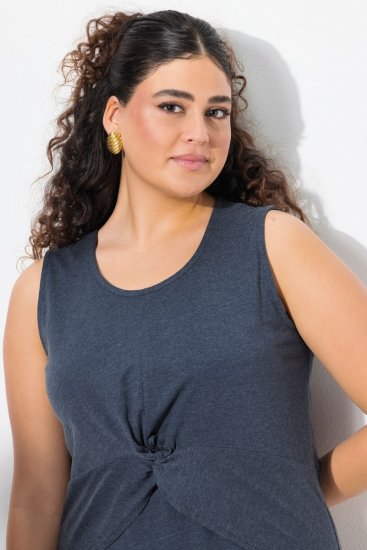 Ulla Popken 837874 Mouwloze jersey jurk Donkerblauw - Jersey jurken - 