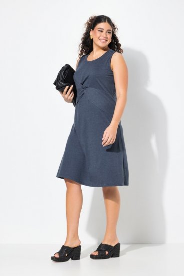 Ulla Popken 837874 Mouwloze jersey jurk Donkerblauw - Jersey jurken - 