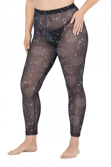 Ulla Popken 837935 Bedrukte panty legging Zwart - Panty's & sokken - 