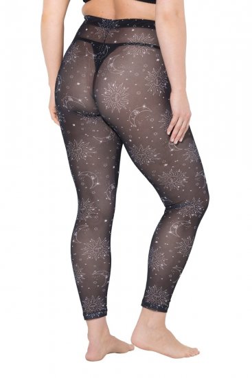 Ulla Popken 837935 Bedrukte panty legging Zwart - Panty's & sokken - 