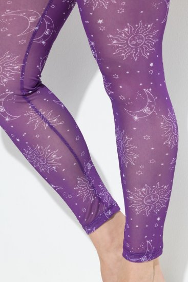 Ulla Popken 837935 Bedrukte panty legging Violet - Panty's & sokken - 