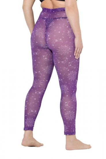 Ulla Popken 837935 Bedrukte panty legging Violet - Panty's & sokken - 