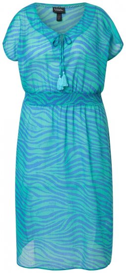 Ulla Popken 838483 Jurk met dierenprint Turquoise - Zomerjurken - Zomerjurken in grote maten