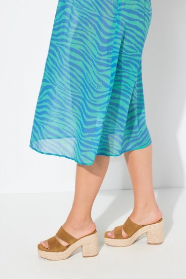 Ulla Popken 838483 Jurk met dierenprint Turquoise - Zomerjurken - Zomerjurken in grote maten