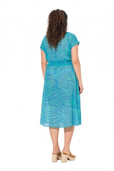 Ulla Popken 838483 Jurk met dierenprint Turquoise - Zomerjurken - Zomerjurken in grote maten