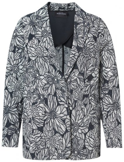 Ulla Popken 838656 Blazer met bloemen Wit - Blazers - Blazers in grote maten voor dames
