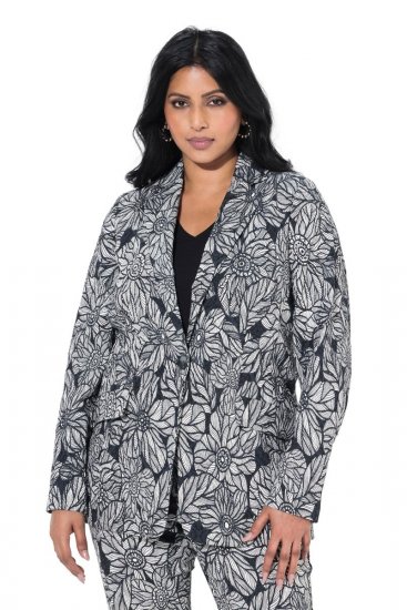 Ulla Popken 838656 Blazer met bloemen Wit - Blazers - Blazers in grote maten voor dames