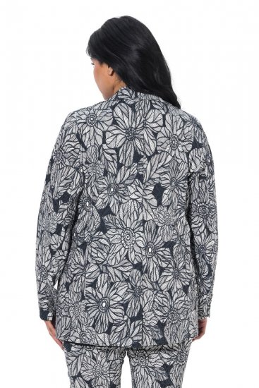 Ulla Popken 838656 Blazer met bloemen Wit - Blazers - Blazers in grote maten voor dames