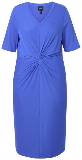 Ulla Popken 838765 Jersey jurk met korte mouwen en V-hals Grijsblauw - Midi jurken - Midi jurken in grote maten