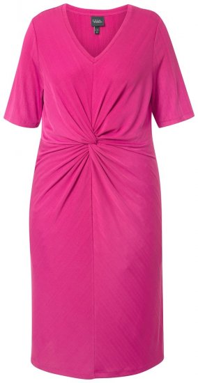 Ulla Popken 838765 Jersey jurk met korte mouwen en V-hals Roze - Kleedjes - Jurken in alle maten