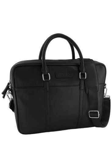 JP1880 838828 Laptoptas van leer Zwart - Tassen - 