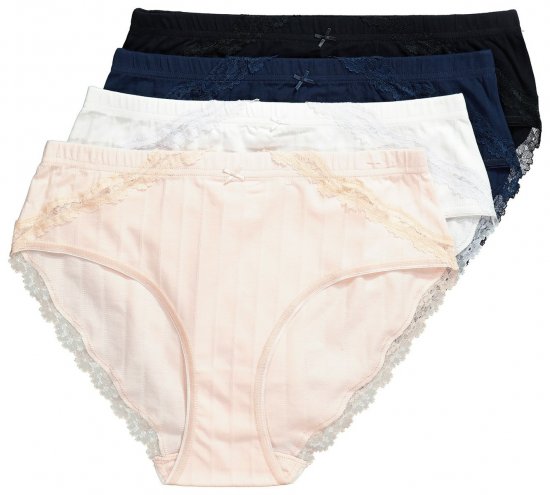 Ulla Popken 839167 Slips met kant 4-pack Meerkleurig - Slips - 