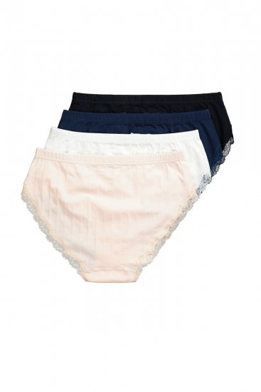 Ulla Popken 839167 Slips met kant 4-pack Meerkleurig - Slips - 