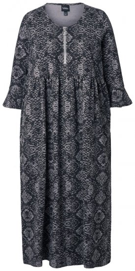Ulla Popken 839518 Jurk met dierenprint en driekwartmouwen Antraciet - Maxi jurken - Maxi jurken in grote maten