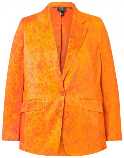 Ulla Popken 839607 Satijnen blazer met print Lichtoranje - Blazers - Blazers in grote maten voor dames