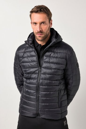 JAY-PI Lightly Quilted Jacket with a Hoodie Black - Jassen - Grote Maten Herenjassen