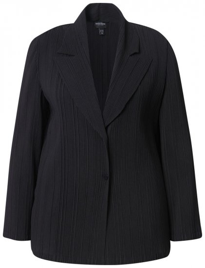 Ulla Popken 839843 Geplisseerde blazer Zwart - Blazers - Blazers in grote maten voor dames