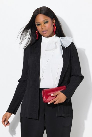 Ulla Popken 839843 Geplisseerde blazer Zwart - Blazers - Blazers in grote maten voor dames