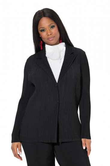 Ulla Popken 839843 Geplisseerde blazer Zwart - Blazers - Blazers in grote maten voor dames