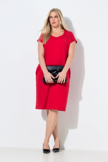 Ulla Popken 839896 Jersey jurk met strass Roze - Avondjurken - Avondjurken in grote maten