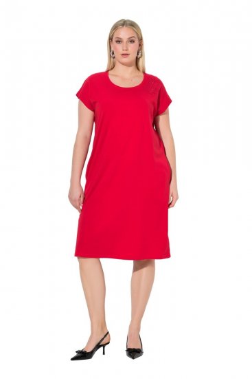 Ulla Popken 839896 Jersey jurk met strass Roze - Avondjurken - Avondjurken in grote maten