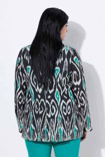 Ulla Popken 839961 Blazer met print van linnenmix Zwart - Blazers - Blazers in grote maten voor dames