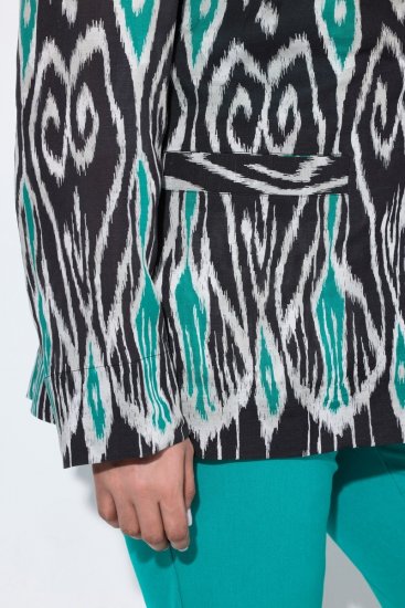 Ulla Popken 839961 Blazer met print van linnenmix Zwart - Blazers - Blazers in grote maten voor dames