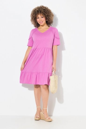 Ulla Popken 840115 Jersey jurk met korte mouwen Roze - Jersey jurken - 