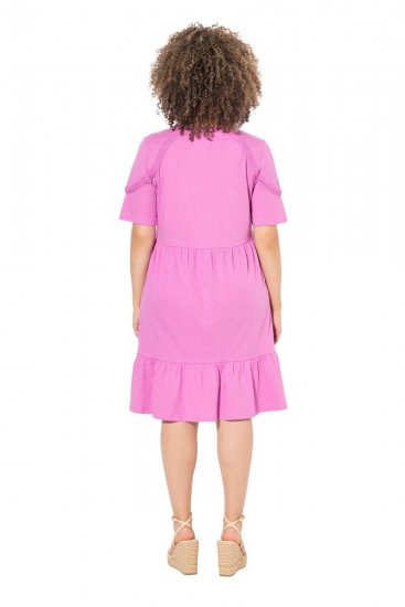 Ulla Popken 840115 Jersey jurk met korte mouwen Roze - Jersey jurken - 