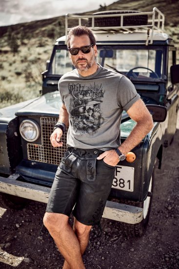 JP1880 Beer King Design Vintage Looking T-Shirt Gray - T-shirts - Grote Maten T-shirts Heren