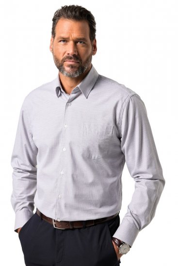 JP1880 Business Shirt Long Sleeve Two-Tone Grey - Overhemden - Overhemden Grote Maten Heren