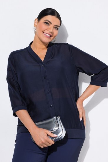 Ulla Popken 841127 Blouse Donkerblauw - Blouses - Grote maten blouses voor elke dag