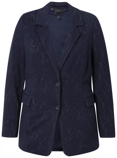Ulla Popken 841163 Jersey blazer van jacquard Donkerblauw - Blazers - Blazers in grote maten voor dames