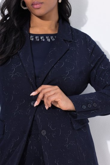 Ulla Popken 841163 Jersey blazer van jacquard Donkerblauw - Blazers - Blazers in grote maten voor dames