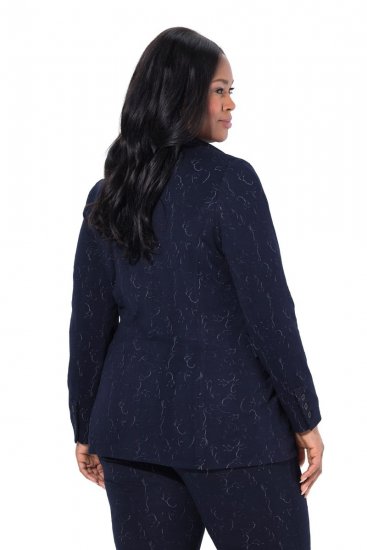 Ulla Popken 841163 Jersey blazer van jacquard Donkerblauw - Blazers - Blazers in grote maten voor dames