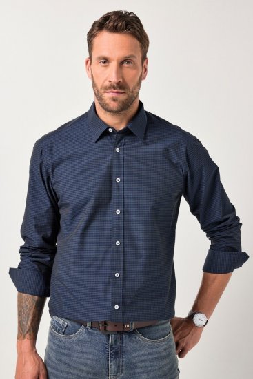 JP1880 Shirt Long Sleeve Kent Collar Navy - Overhemden - Overhemden Grote Maten Heren