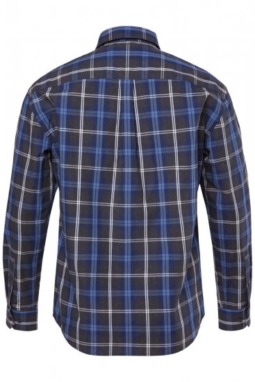 JP1880 Checked Shirt Long Sleeve Kent Collar Anthracite - Overhemden - Overhemden Grote Maten Heren