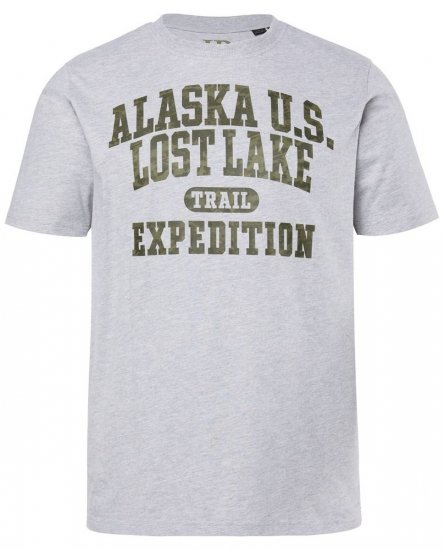 JP1880 T-shirt Short Sleeve Chest Print Grey Melange - T-shirts - Grote Maten T-shirts Heren
