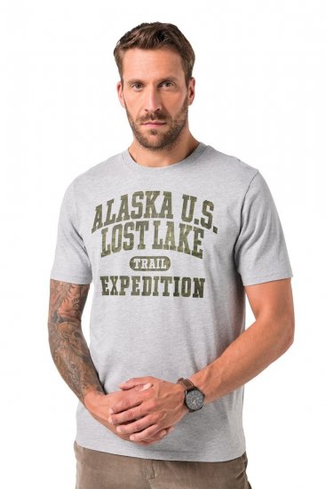 JP1880 T-shirt Short Sleeve Chest Print Grey Melange - T-shirts - Grote Maten T-shirts Heren
