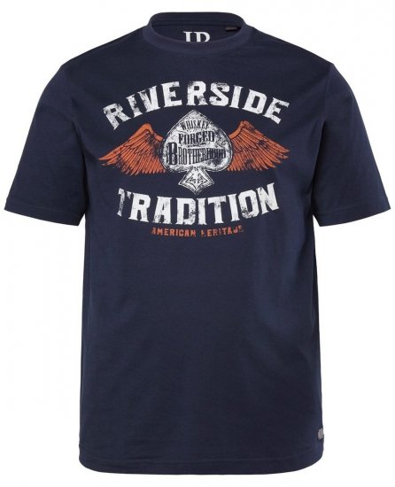 JP1880 T-Shirt Short Sleeve Chest Print Navy - T-shirts - Grote Maten T-shirts Heren